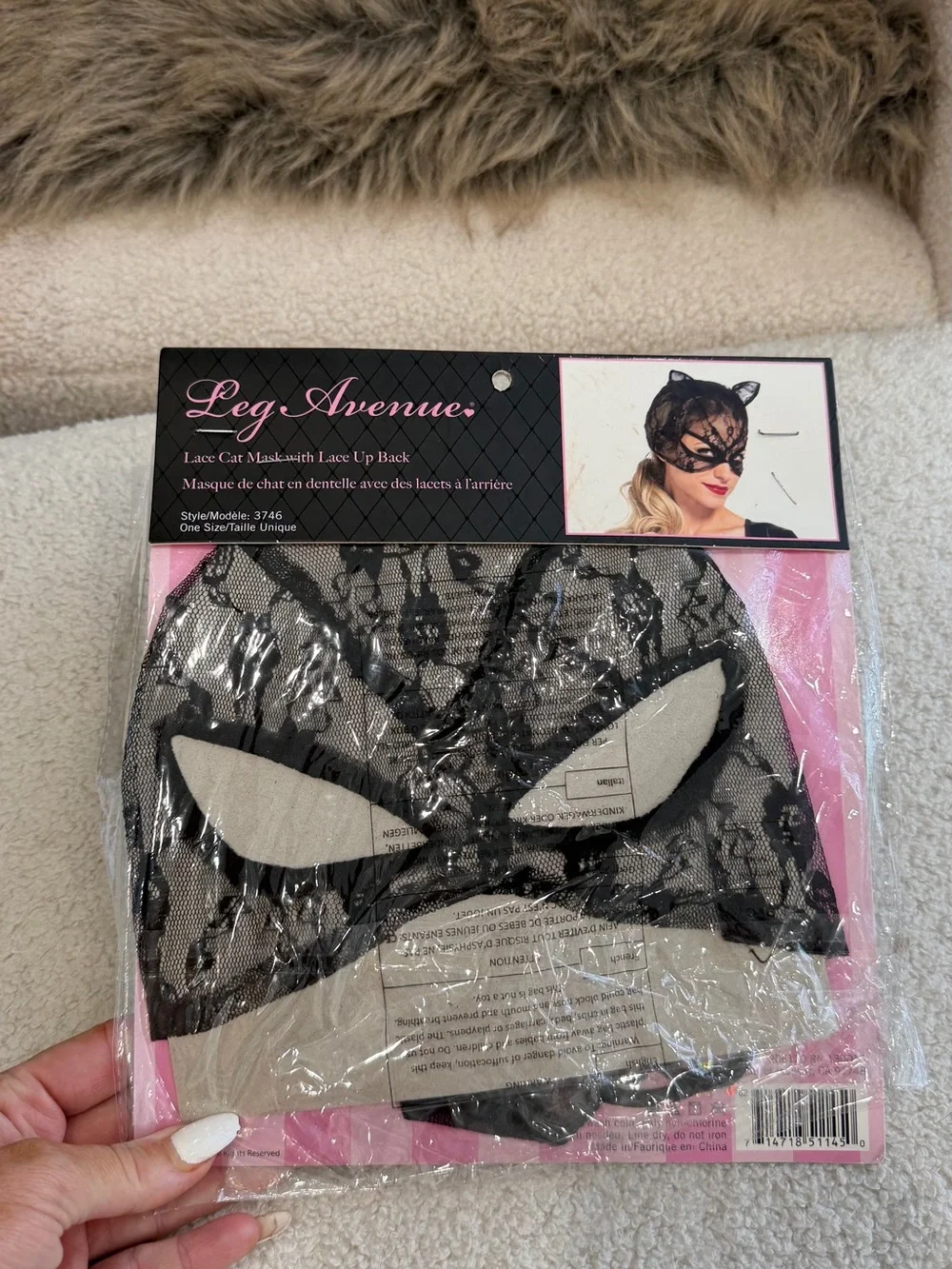 Leg Avenue Halloween Black Lace Cat Ear Mask